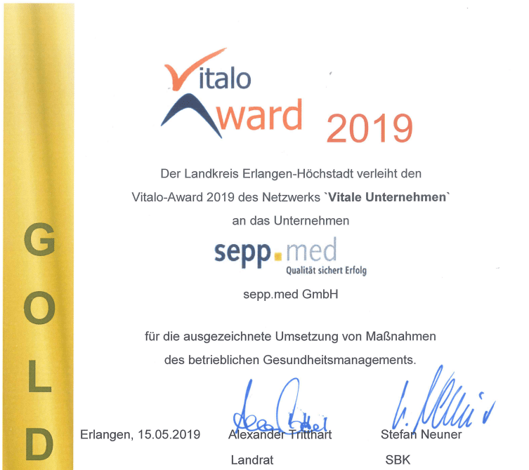 Gold Vitalo Award 1 Gold Vitalo Award 1
