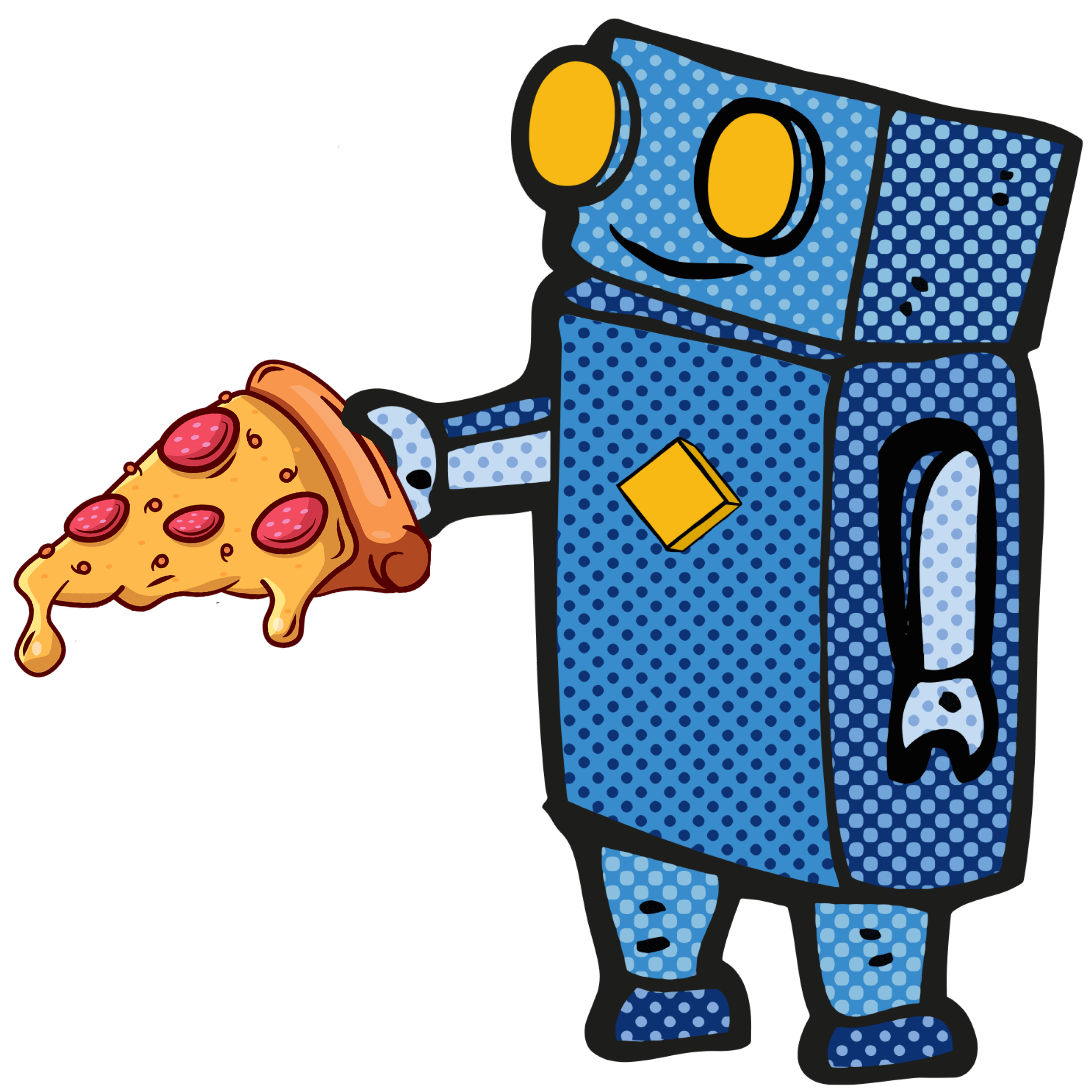 Roboter mit Pizzastück