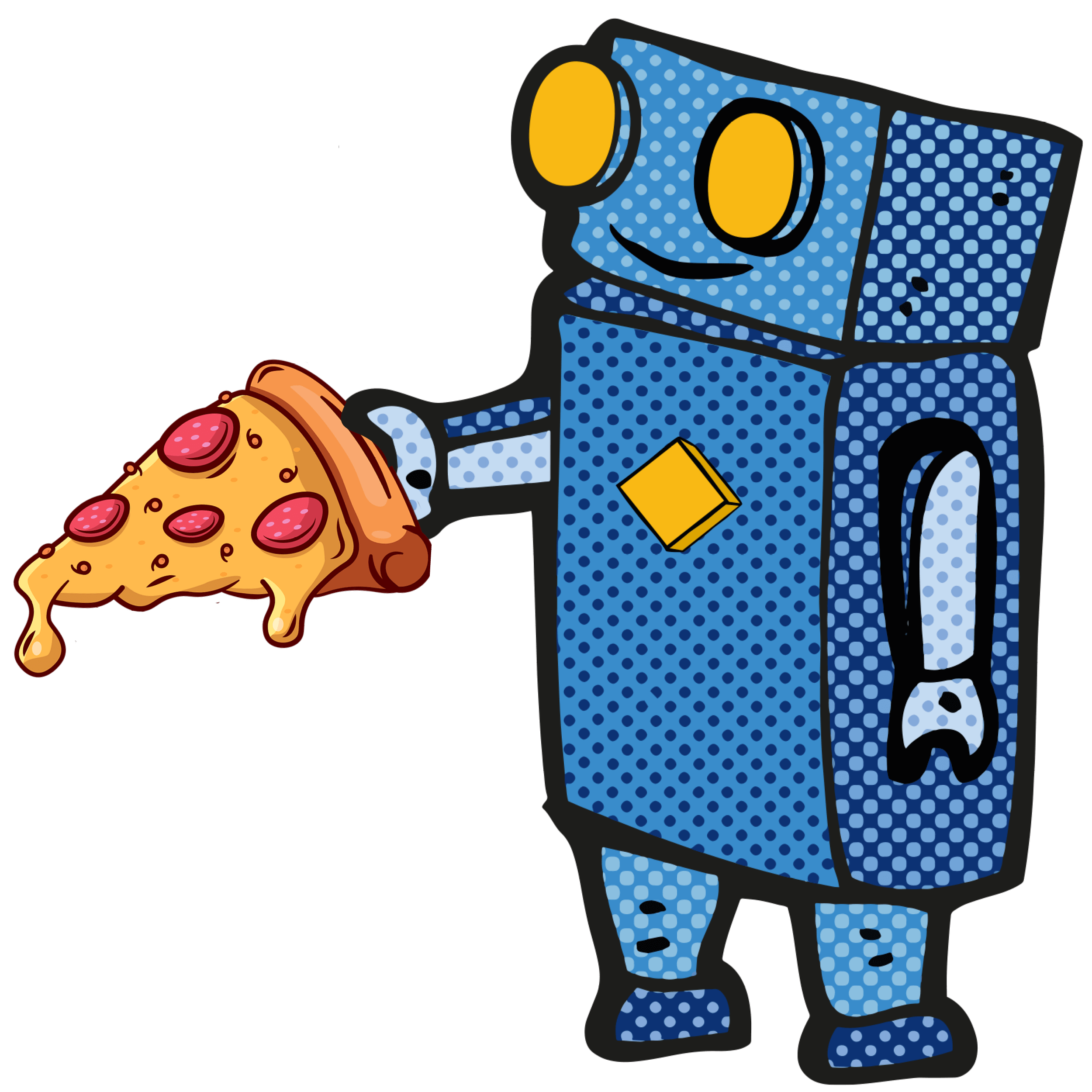 Roboter mit Pizzastück Roboter mit Pizzastück